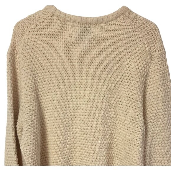 Old Navy Cable Knit Sweater Womens XL Ivory Cotton Blend Fisherman Preppy - Picture 6 of 6